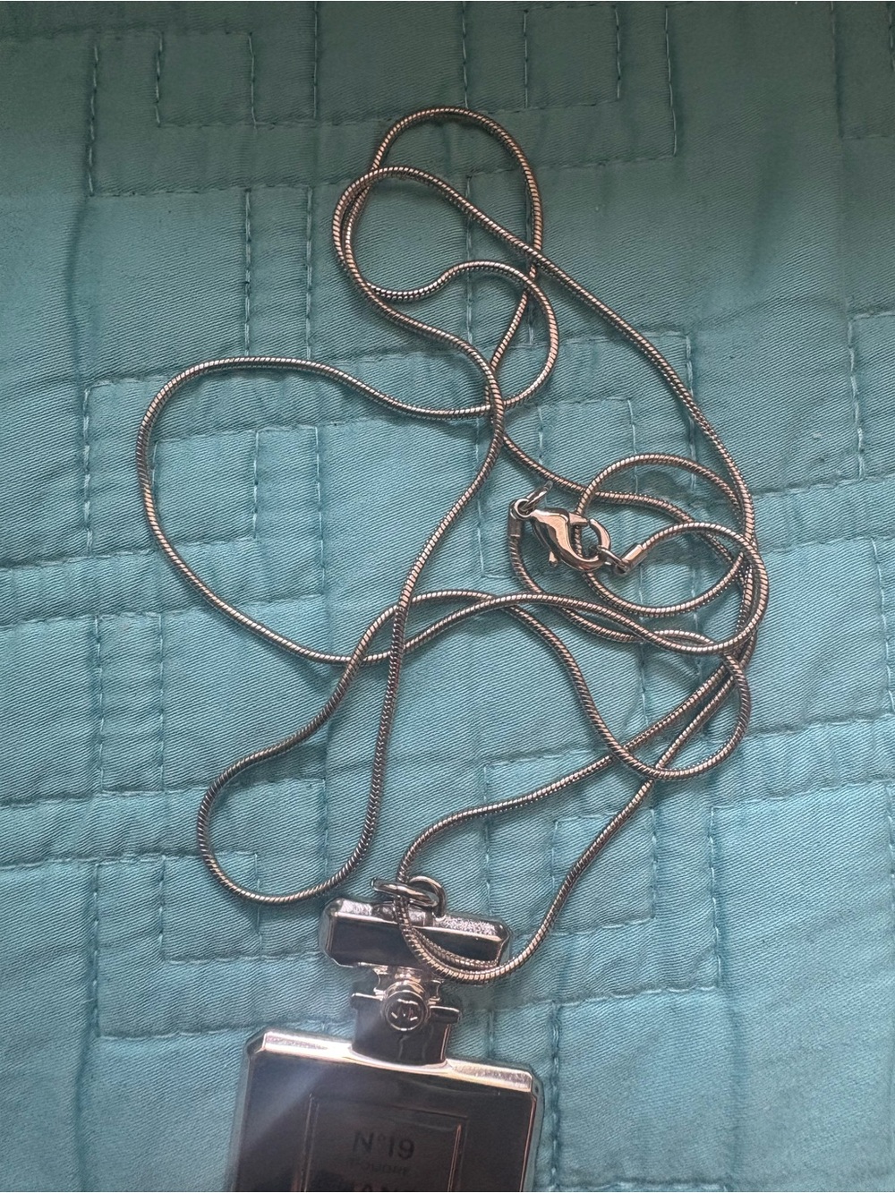 CHANEL N°19 Silver Toned Necklace GUC - Picture 6 of 9